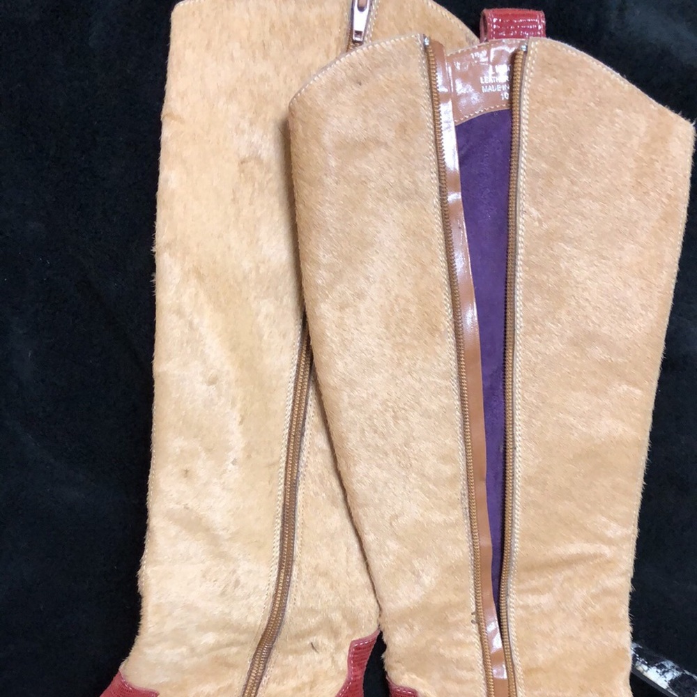 Luichiny red and taupe cowhide boots